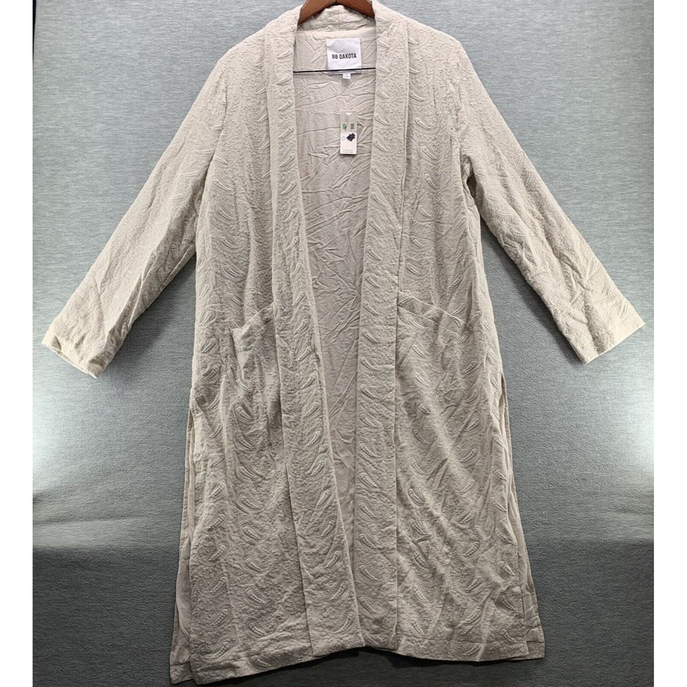 ANTHROPOLOGIE BB DAKOTA WOMEN'S BEIGE PAISLEY DUSTER SIZE SMALL